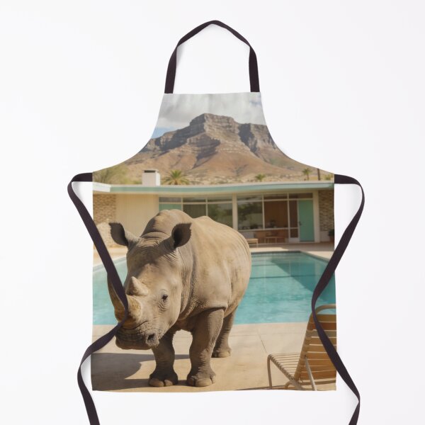 Item preview, Funny Rhino Poolside Photography Retro Vacation Aesthetic Surreal Animal Artwork Mid Century Modern Style Safari Lover Gift designed and sold by Kzara Visual.