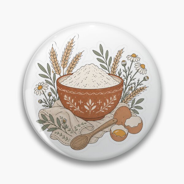 Item preview, Rustic Baking Ingredients Bowl with Flour Wheat and Eggs designed and sold by TSshirtShoppe.