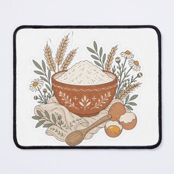 Item preview, Rustic Baking Ingredients Bowl with Flour Wheat and Eggs designed and sold by TSshirtShoppe.
