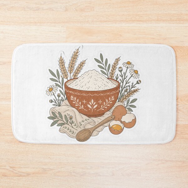 Item preview, Rustic Baking Ingredients Bowl with Flour Wheat and Eggs designed and sold by TSshirtShoppe.