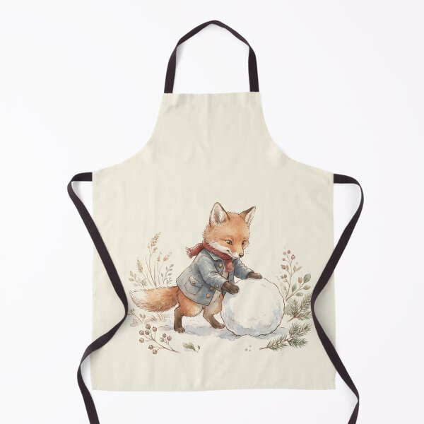 Item preview, Cozy Little Fox Rolling a Snowball Winter Watercolor Art designed and sold by Pasteltone.