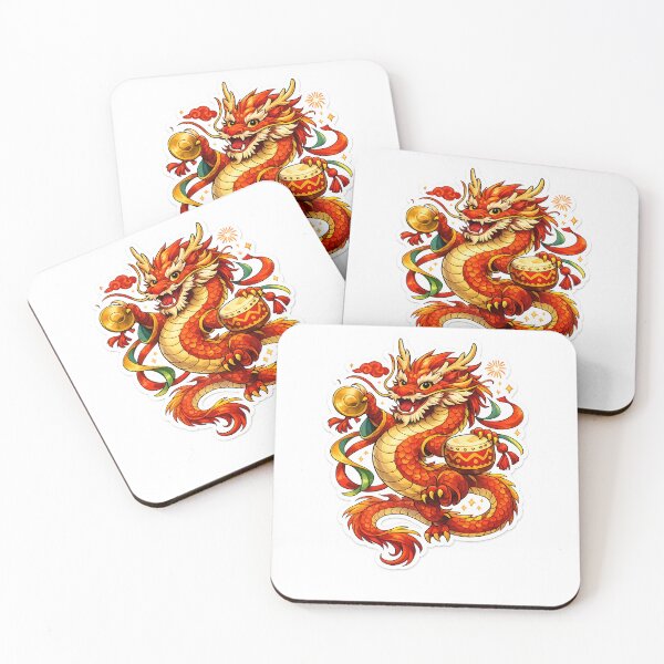 Item preview, China dragon dance festival colourful on white background  designed and sold by wallartofmio.