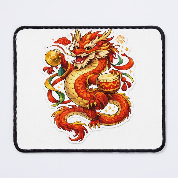 Item preview, China dragon dance festival colourful on white background designed and sold by wallartofmio.