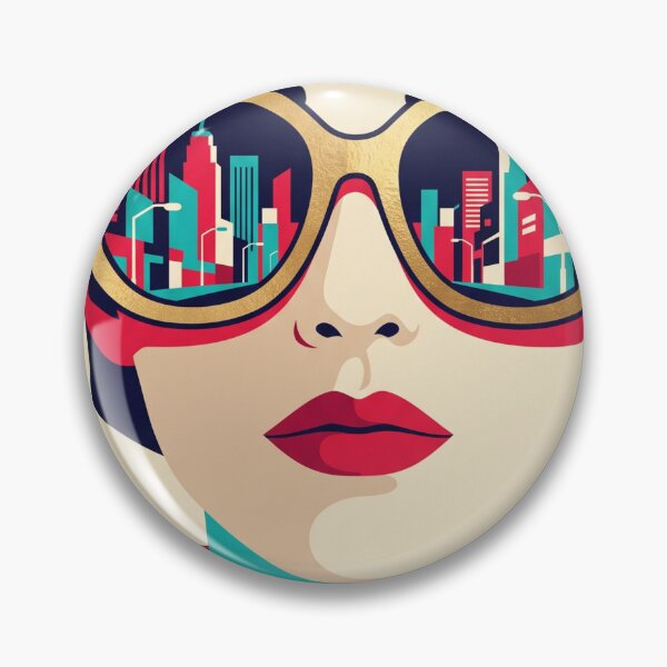 Item preview, Sophisticated Urban Woman Wearing Golden Sunglasses City Reflection designed and sold by Pride Emblem Prints.