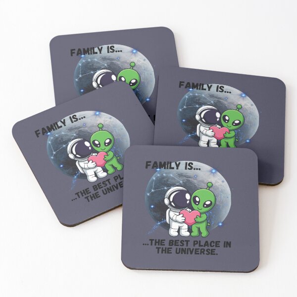 Item preview, Family is the Best Place in the Universe - Cute Astronaut and Alien designed and sold by AhmadAnnaPrints.