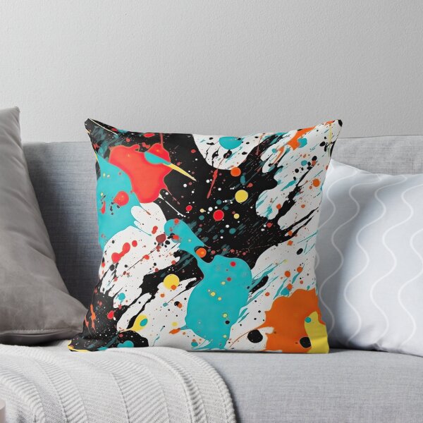 Item preview, Bright Coral & Cyan Abstract Paint Splatter designed and sold by VibeShift Studio.
