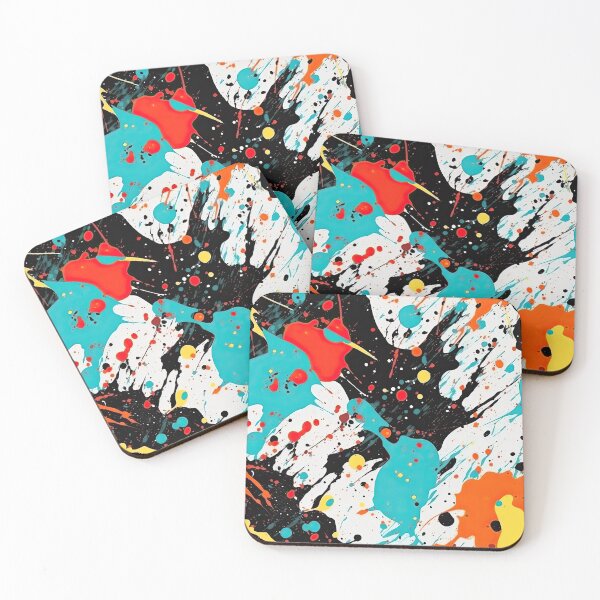 Item preview, Bright Coral & Cyan Abstract Paint Splatter designed and sold by VibeShift Studio.