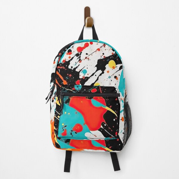 Item preview, Bright Coral & Cyan Abstract Paint Splatter designed and sold by VibeShift Studio.