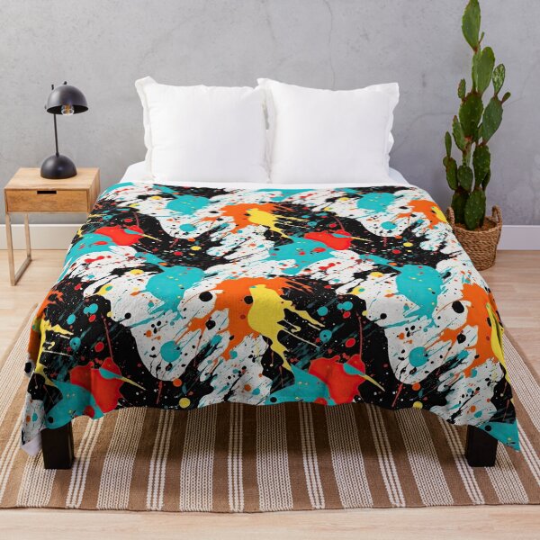 Item preview, Bright Coral & Cyan Abstract Paint Splatter designed and sold by VibeShift Studio.