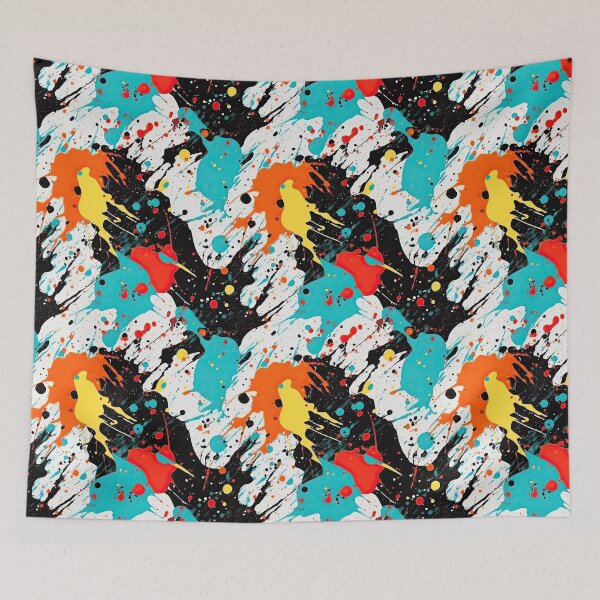 Item preview, Bright Coral & Cyan Abstract Paint Splatter designed and sold by VibeShift Studio.