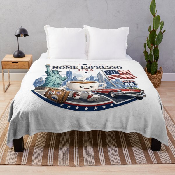 Item preview, Vintage USA Road Trip Coffee Mascot Home Espresso with Statue of Liberty designed and sold by TSshirtShoppe.