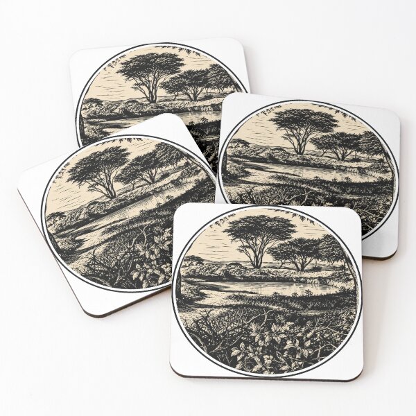 Item preview, Tanzania Waterhole | African Safari Ink Art designed and sold by Linoluca.