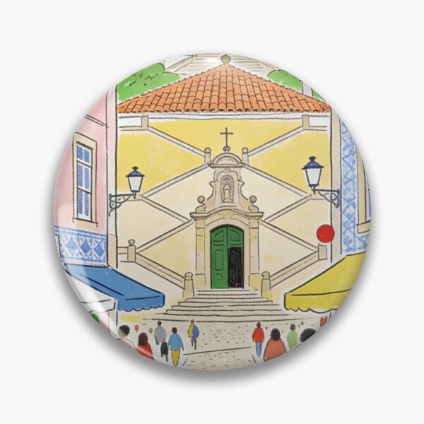 Item preview, Braga Portugal Illustration Colorful European Travel Artwork Historic City Streets Portuguese Architecture Vacation Lover Gift designed and sold by Kzara Visual.