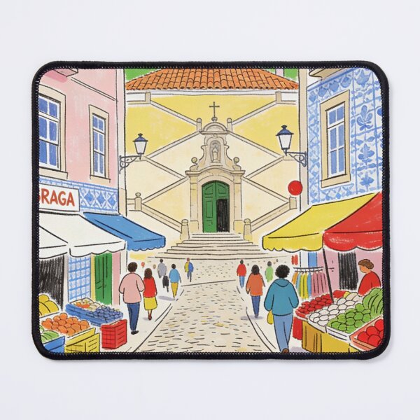 Item preview, Braga Portugal Illustration Colorful European Travel Artwork Historic City Streets Portuguese Architecture Vacation Lover Gift designed and sold by Kzara Visual.