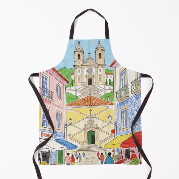 Item preview, Braga Portugal Illustration Colorful European Travel Artwork Historic City Streets Portuguese Architecture Vacation Lover Gift designed and sold by Kzara Visual.
