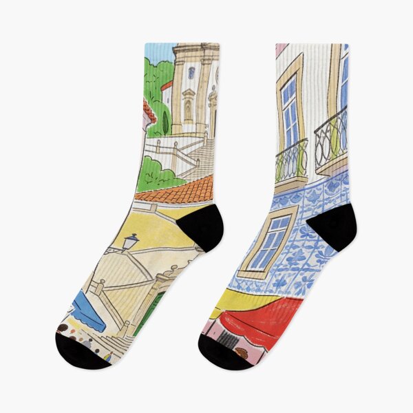 Item preview, Braga Portugal Illustration Colorful European Travel Artwork Historic City Streets Portuguese Architecture Vacation Lover Gift designed and sold by Kzara Visual.