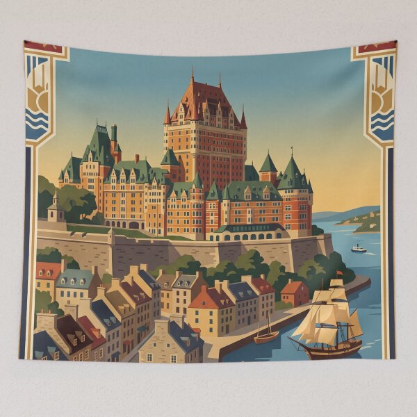 Item preview, Quebec City Canada Vintage Travel Poster designed and sold by Bomax121.