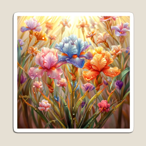Item preview, Iris Meadow with Dew Drops Art designed and sold by MargaretWiktor.