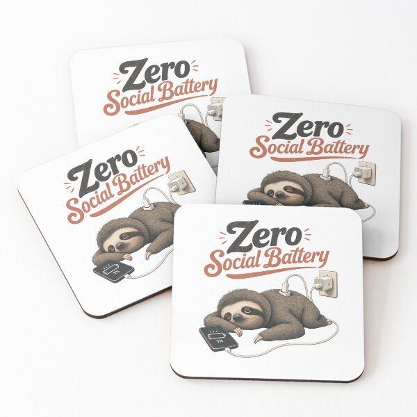 Item preview, Zero Social Battery Funny Sloth Retro Graphic T-Shirt designed and sold by Ashley critters.