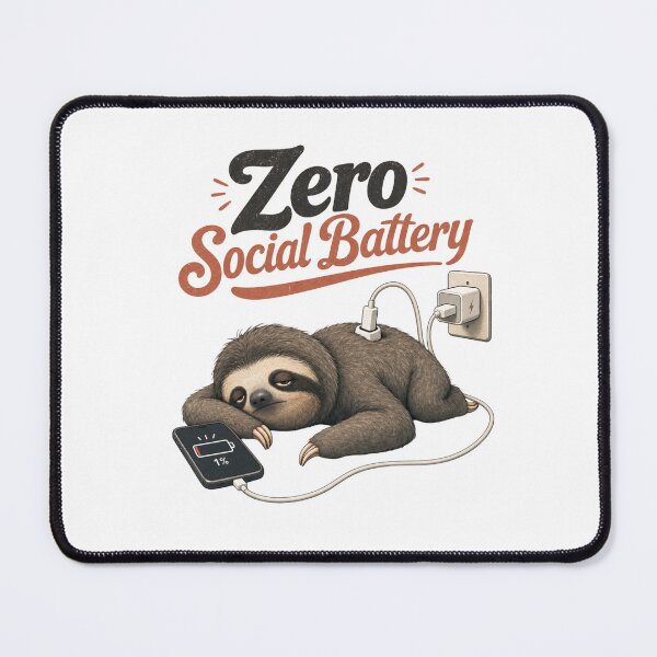 Item preview, Zero Social Battery Funny Sloth Retro Graphic T-Shirt designed and sold by Ashley critters.