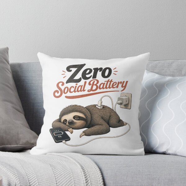 Artikelvorschau, Zero Social Battery Lustiges Faultier Retro Grafik-T-Shirt entworfen und verkauft von Ashley critters.