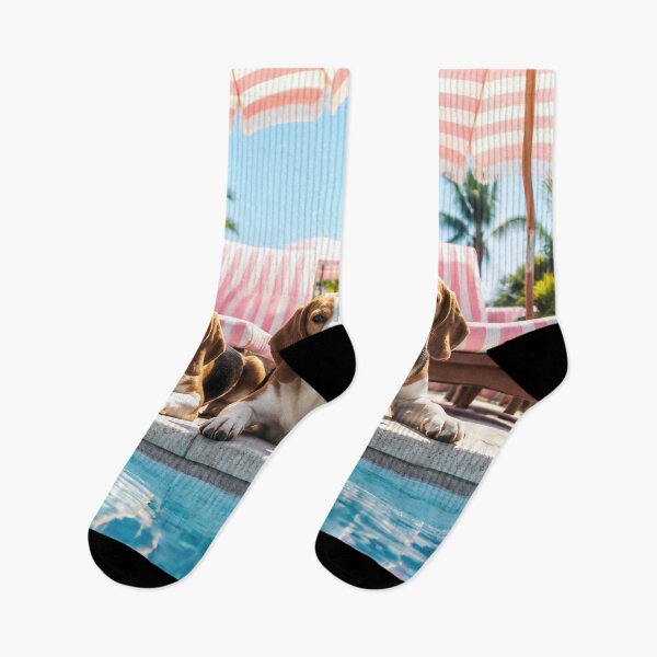 Item preview, Funny Beagle Pool Party Summer Vacation Aesthetic Cute Dog Photography Retro Holiday Style Beach Lover Gift designed and sold by Kzara Visual.