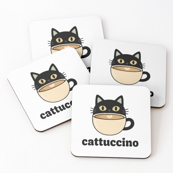 Item preview, Cattuccino Black Cat Coffee Pun designed and sold by GoofyShopp.