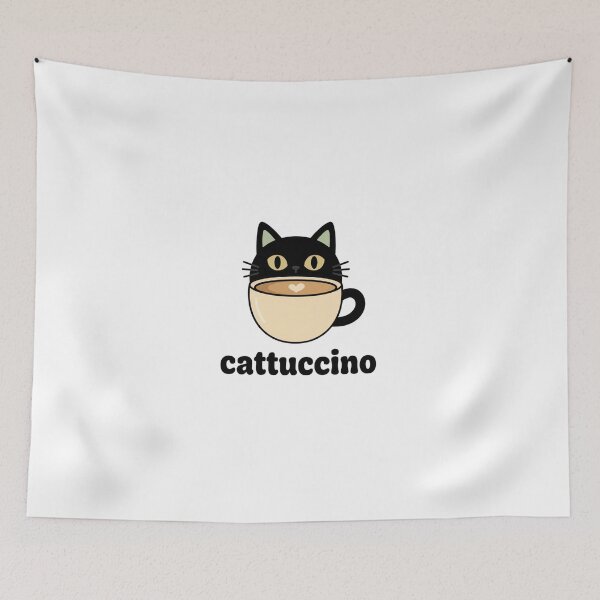 Aperçu de l'œuvre Cattuccino Black Cat Coffee Pun créée et vendue par GoofyShopp.