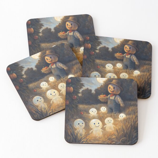 Item preview, Cute Field Ghosts Halloween Pumpkin Harvest Full Moon Artwork designed and sold by DarkHolyQueen.