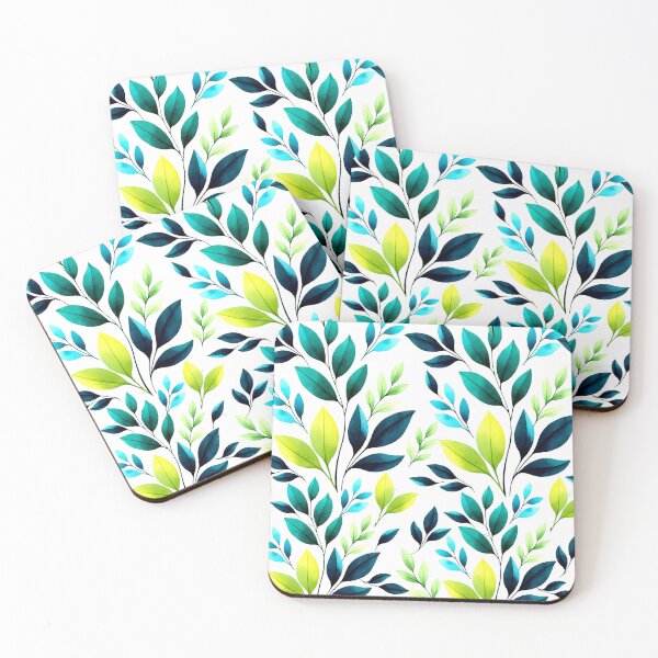 Item preview, Tropical Teal and Lime Leaves Pattern designed and sold by DreamyLayer.
