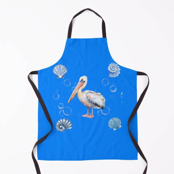 Item preview, Watercolor Pelican with Blue Sea Shells and Bubbles designed and sold by DidiDesignShop.