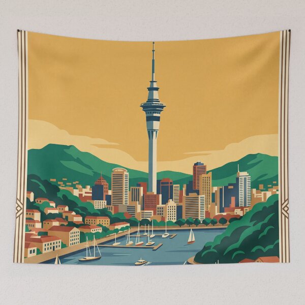 Item preview, Auckland New Zealand Vintage Travel Poster designed and sold by Bomax121.