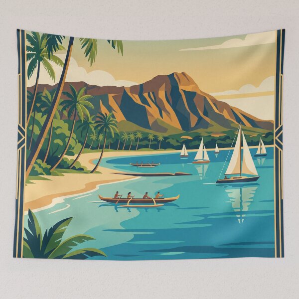 Item preview, Honolulu Hawaii Vintage Travel Poster designed and sold by Bomax121.