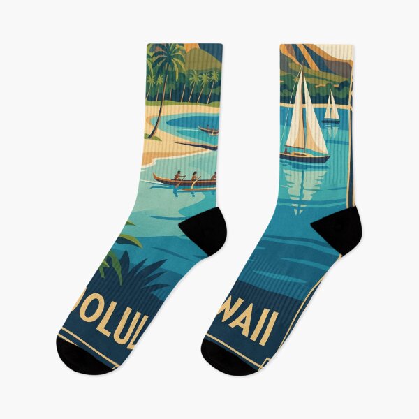 Item preview, Honolulu Hawaii Vintage Travel Poster designed and sold by Bomax121.