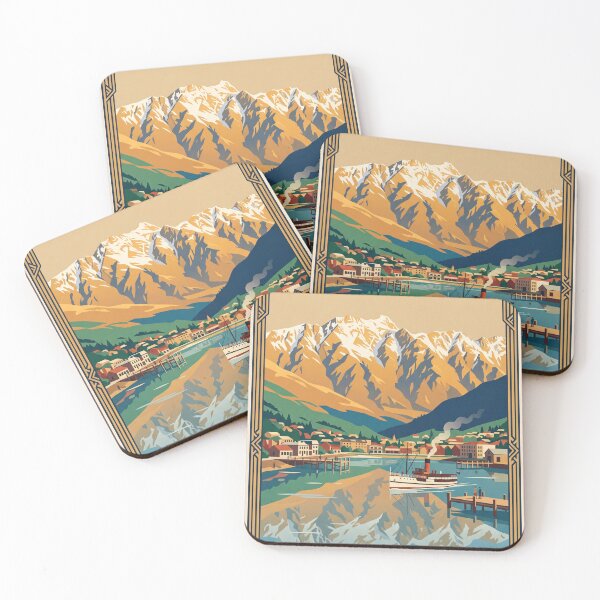 Item preview, Queenstown New Zealand Vintage Travel Poster designed and sold by Bomax121.