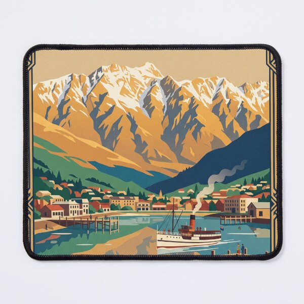 Item preview, Queenstown New Zealand Vintage Travel Poster designed and sold by Bomax121.