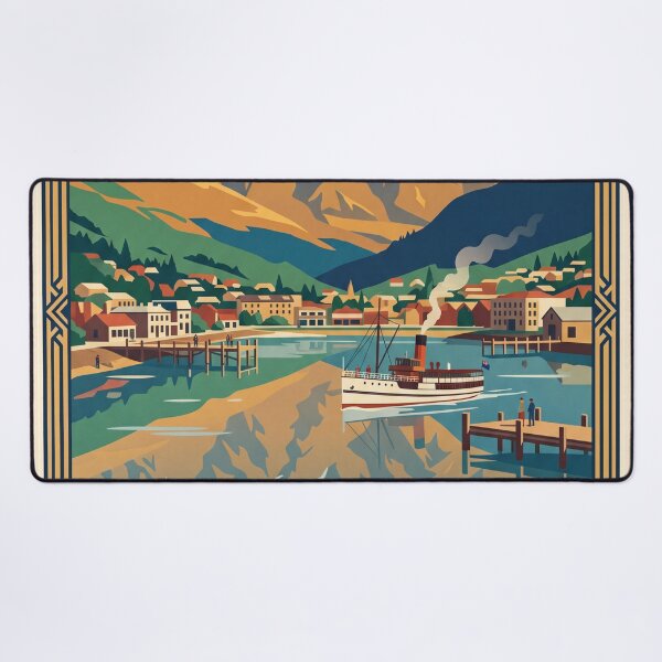 Item preview, Queenstown New Zealand Vintage Travel Poster designed and sold by Bomax121.