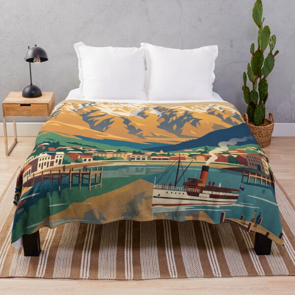 Item preview, Queenstown New Zealand Vintage Travel Poster designed and sold by Bomax121.