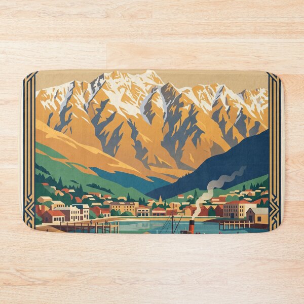 Item preview, Queenstown New Zealand Vintage Travel Poster designed and sold by Bomax121.