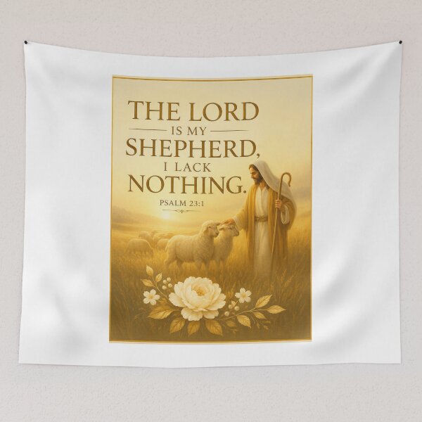 Item preview, The Lord Is My Shepherd, I Shall Not Want– Psalm 23:1  Christian Wall Art | Good Shepherd Bible Verse | Faith Gift designed and sold by KINGDOM GOLD STUDIO.