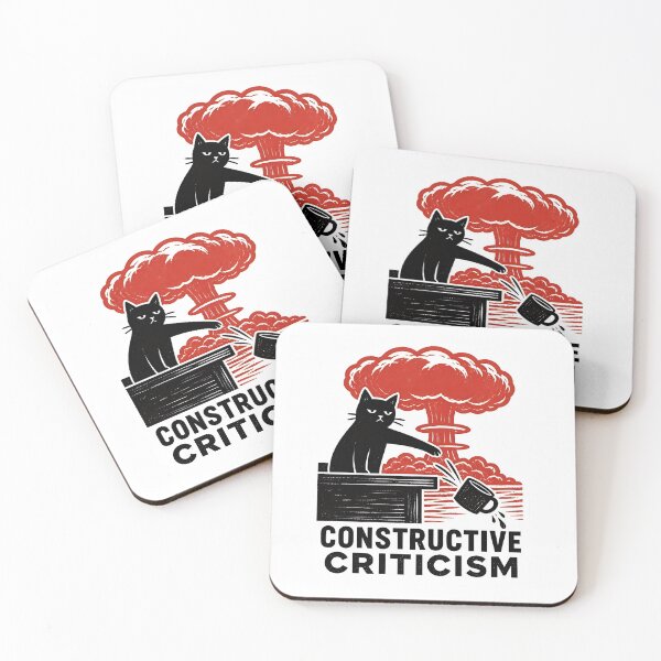 Item preview, Linocut Black Cat Nuclear Explosion Constructive Criticism Meme designed and sold by RareVisuals.