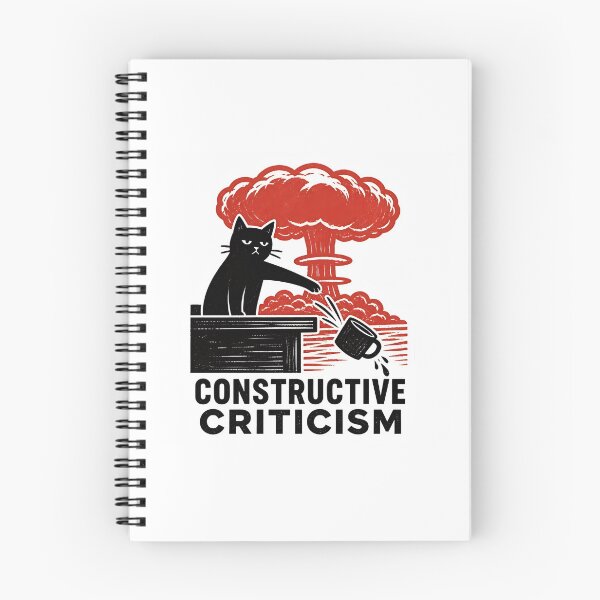 Item preview, Linocut Black Cat Nuclear Explosion Constructive Criticism Meme designed and sold by RareVisuals.