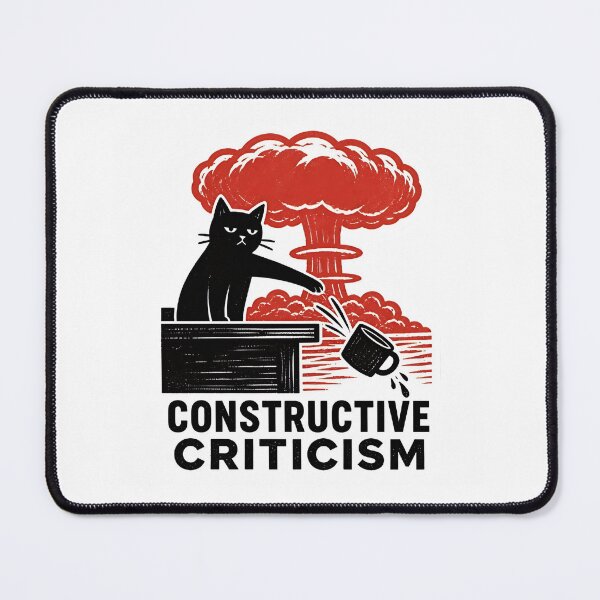 Item preview, Linocut Black Cat Nuclear Explosion Constructive Criticism Meme designed and sold by RareVisuals.