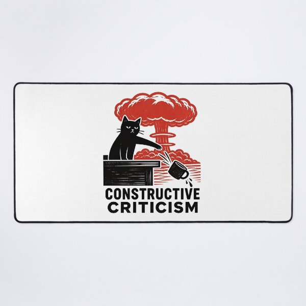 Item preview, Linocut Black Cat Nuclear Explosion Constructive Criticism Meme designed and sold by RareVisuals.
