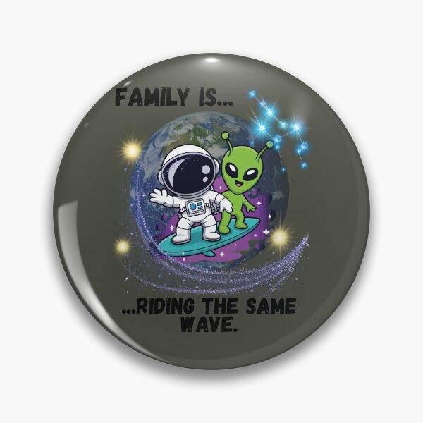 Item preview, Family is Riding the Same Wave - Cute Space Surfing Design designed and sold by AhmadAnnaPrints.