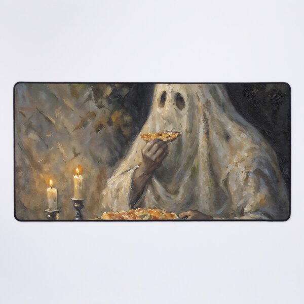 Item preview, Ghost Eating Pizza Halloween Spooky Dark Academia Food designed and sold by DarkHolyQueen.