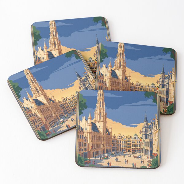 Item preview, Brussels Belgium Vintage Travel Poster designed and sold by Bomax121.