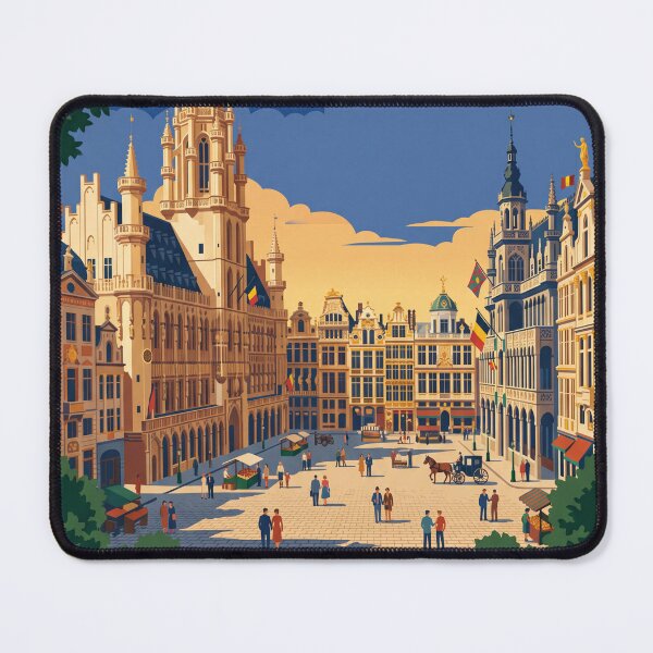 Item preview, Brussels Belgium Vintage Travel Poster designed and sold by Bomax121.