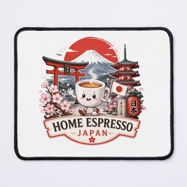 Item preview, Cute Japan Travel Coffee Mascot with Mount Fuji and Torii Gate Home Espresso designed and sold by TSshirtShoppe.