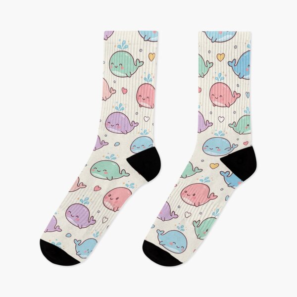 Item preview, Colorful Kawaii Whale Pattern with Hearts and Water Splashes designed and sold by Shivi-designs.